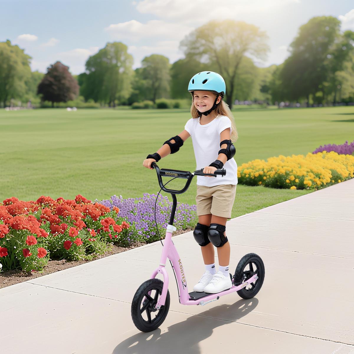 KINDERROLLER, Schwarz/Rosa/Blau/Rot, Stahl+ PVA - Rosa, Metall (120/52/80cm) - HOMCOM