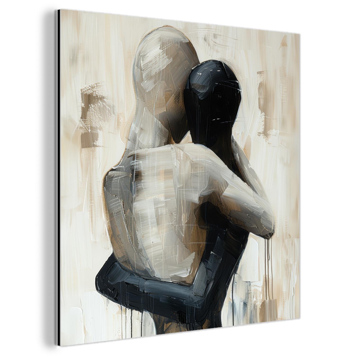 METALLBILD Abstrakt - Liebe - Schwarz und weiß - Modern 90x90 cm - Schwarz, Metall (90/90cm) - MuchoWow