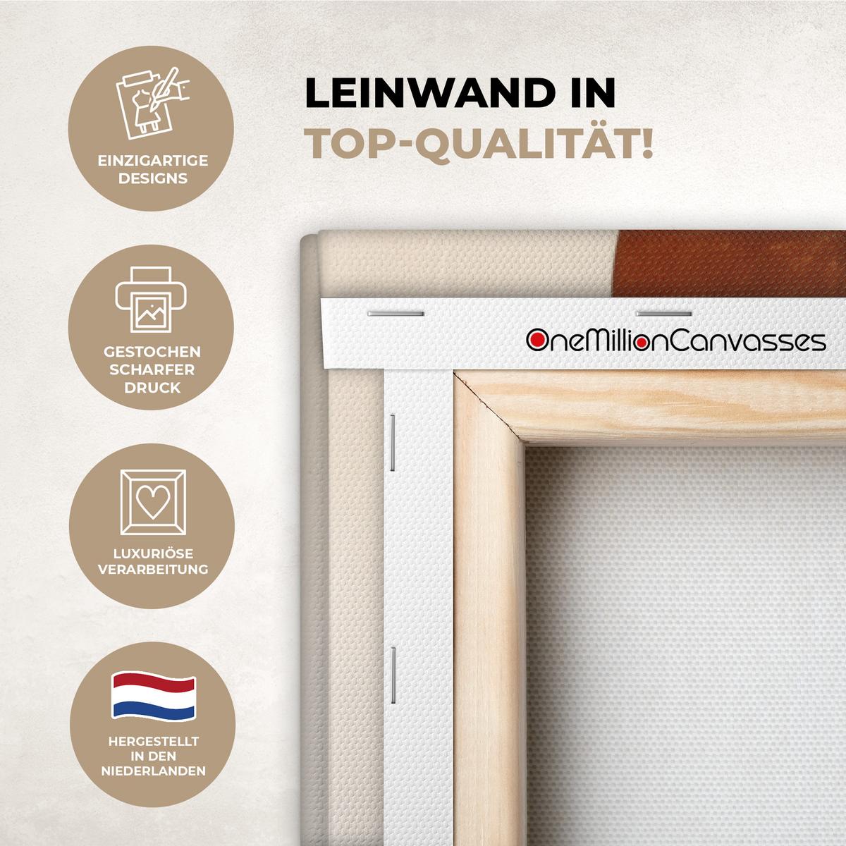 LEINWANDBILD Formen - Rund - Blätter - Beige Deko XXL 80x120 cm - Rostfarben, Textil (80/120cm) - MuchoWow