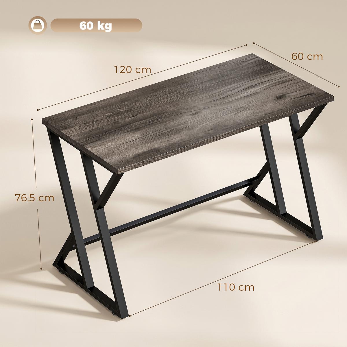 COMPUTERTISCH Spanplatte Metall Grau - Schwarz/Grau, Holzwerkstoff/Metall (120/60/76.5cm) - HOMCOM