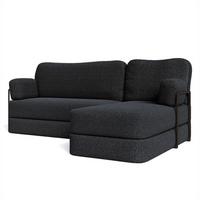 ECKSOFA SABI modulares Boneless Sofa mit Schlaffunktion Schwarz Boucle-Stoff - Schwarz, Textil (200/120cm) - MASSENO