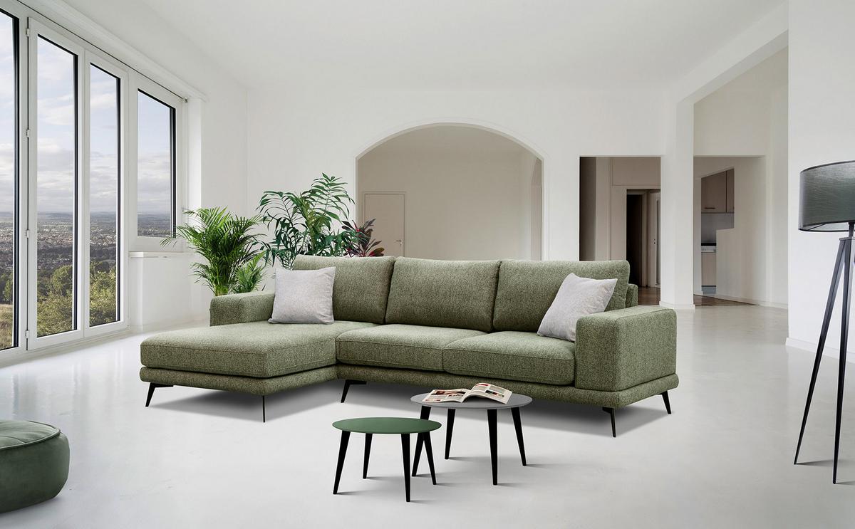 ECKSOFA MEDIOLANE 5-Sitzer, olivgrün - Olivgrün, Holzwerkstoff/Textil (158/282cm) - Wozimo
