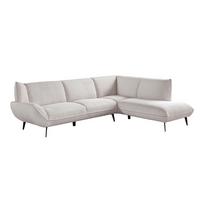 ECKSOFA CALLA Cremeweiß Cord - Creme/Schwarz, Textil (274/203cm) - KAWOLA