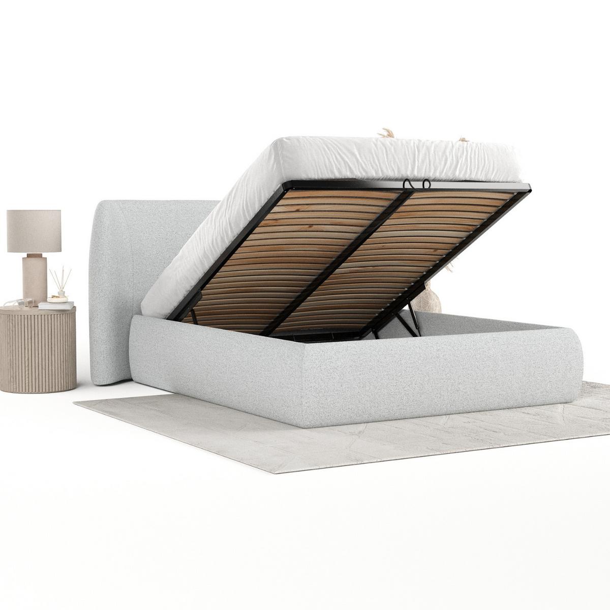 POLSTERBETT Bellano mit Stauraum 200/200 cm Hellgrau im Riva Stoff - Hellgrau/Schwarz, Holz/Holzwerkstoff (200/200cm) - AltaBeds