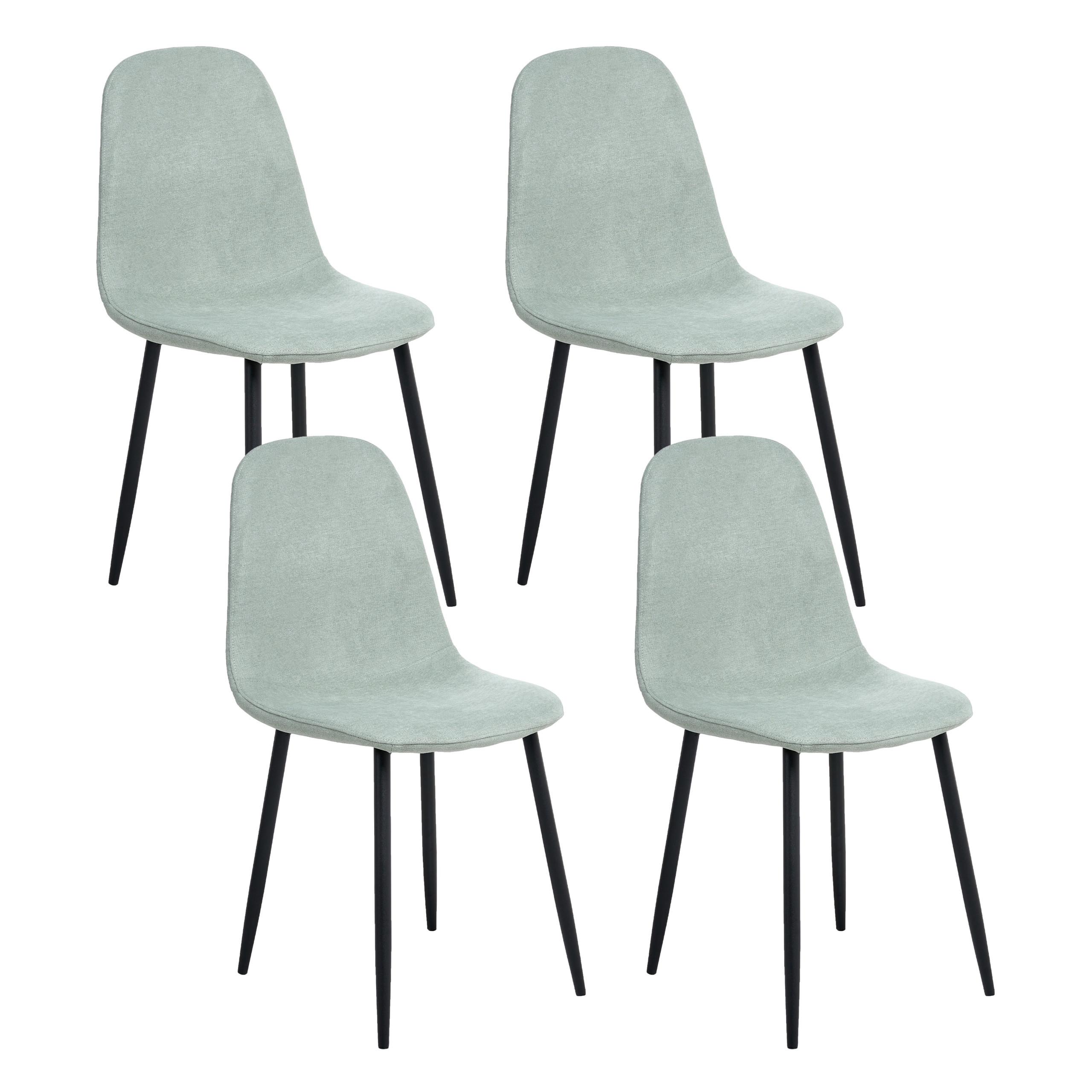 ESSZIMMERSTUHL 4er-Set Hellgrün Crandall - Schwarz/Hellgrün, Textil (44/87/53cm) - Beliani