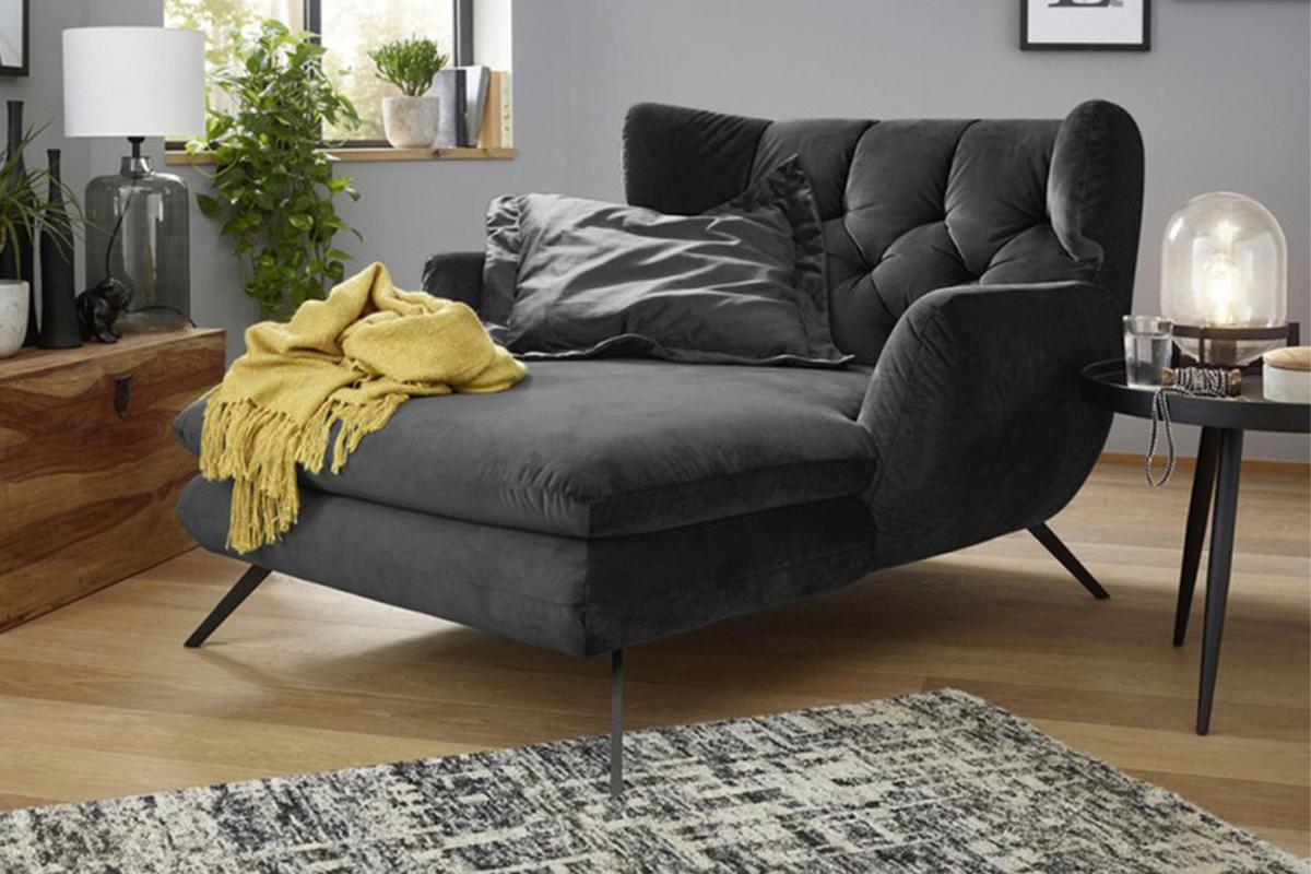 LONGSEAT CHAMRE Schwarz Velvet - Schwarz, Textil/Metall (130/95/160cm) - KAWOLA