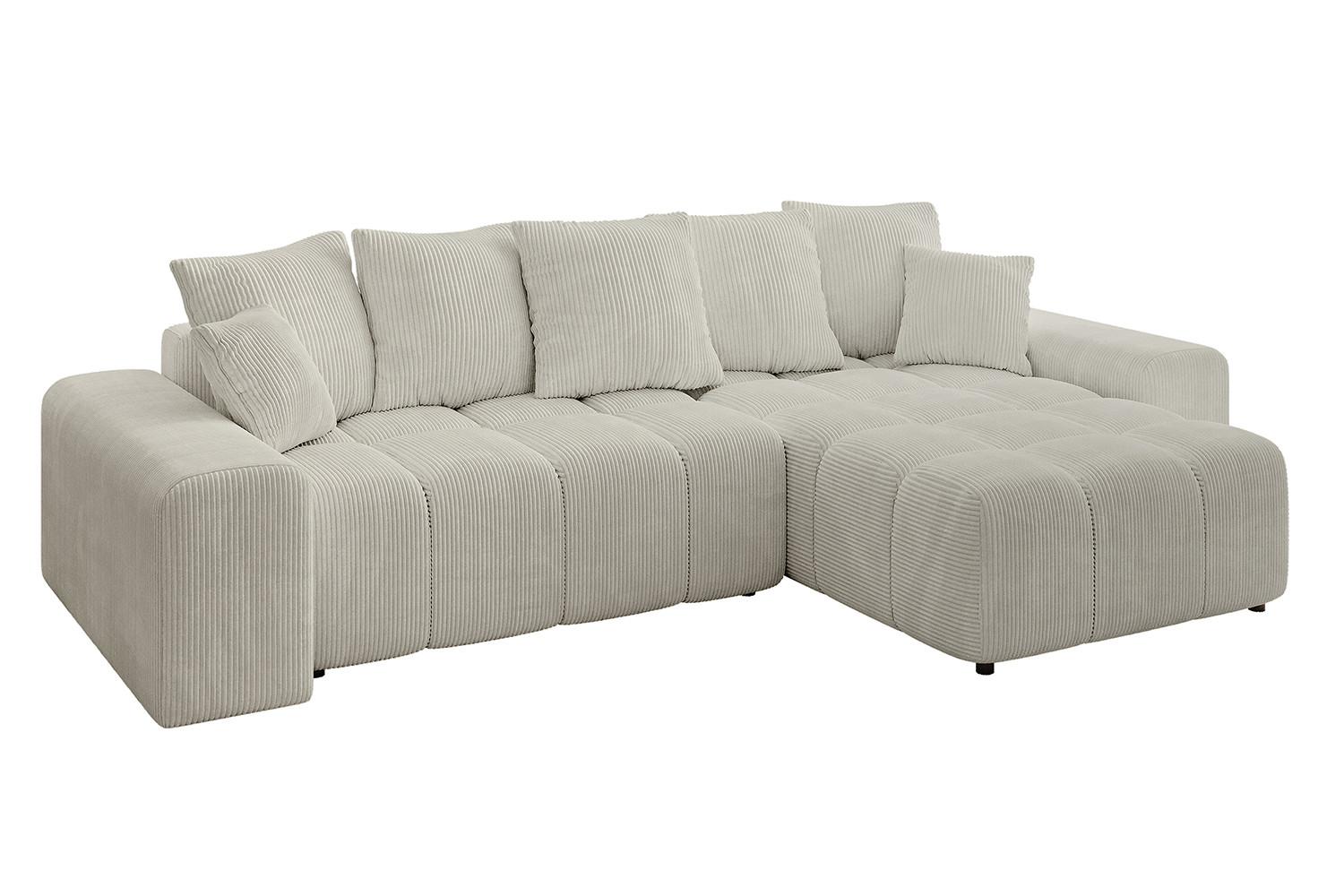 ECKSOFA Ottomane rechts ENIL-L 297x189x68 Creme Cord - Ecru/Creme, Holzwerkstoff/Kunststoff (189/297cm) - ALTDECOR