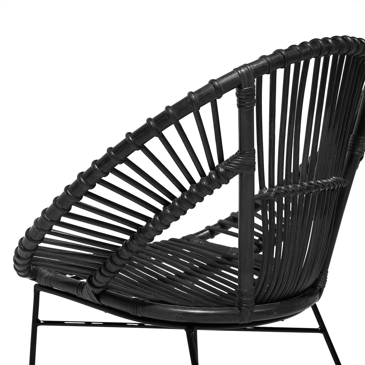 RATTANSTUHL Rattan Schwarz Sarita - Schwarz, Naturmaterialien/Metall (70/80/48cm) - Beliani