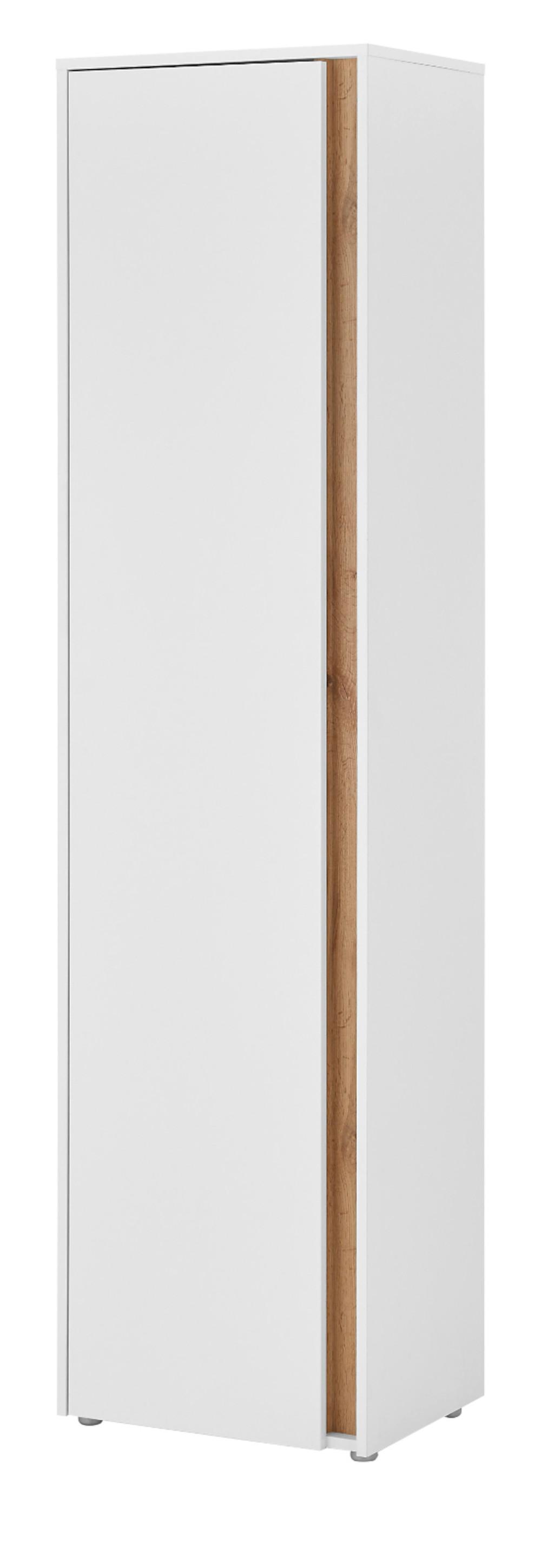 SCHUHSCHRANK weiß, Eiche Wotan 50 x 200 cm, Flurschrank mit 10 Fächern - Eiche Wotan/Schwarz, Holzwerkstoff/Kunststoff (50/200/40cm) - Furn.Design