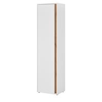 SCHUHSCHRANK weiß, Eiche Wotan 50 x 200 cm, Flurschrank mit 10 Fächern - Eiche Wotan/Schwarz, Holzwerkstoff/Kunststoff (50/200/40cm) - Furn.Design