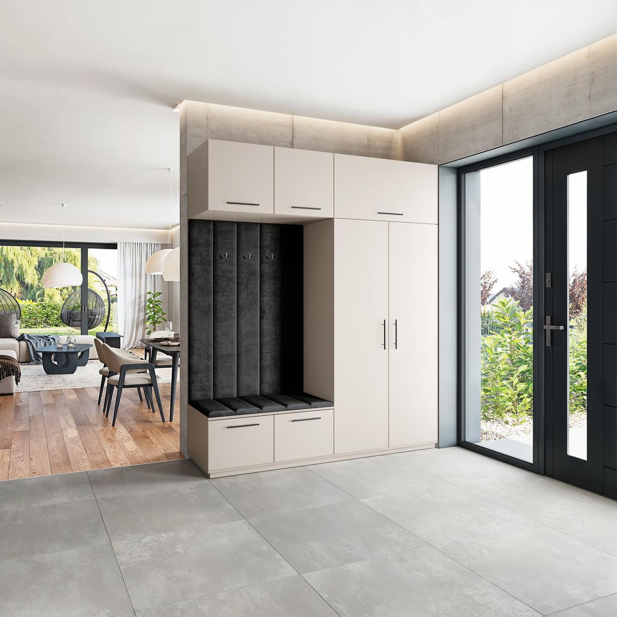 GARDEROBENSCHRANK REMA 200/240/60 cm Modern Kaschmir - Kaschmir/Schwarz, Holzwerkstoff (200/240/60cm) - MASSENO
