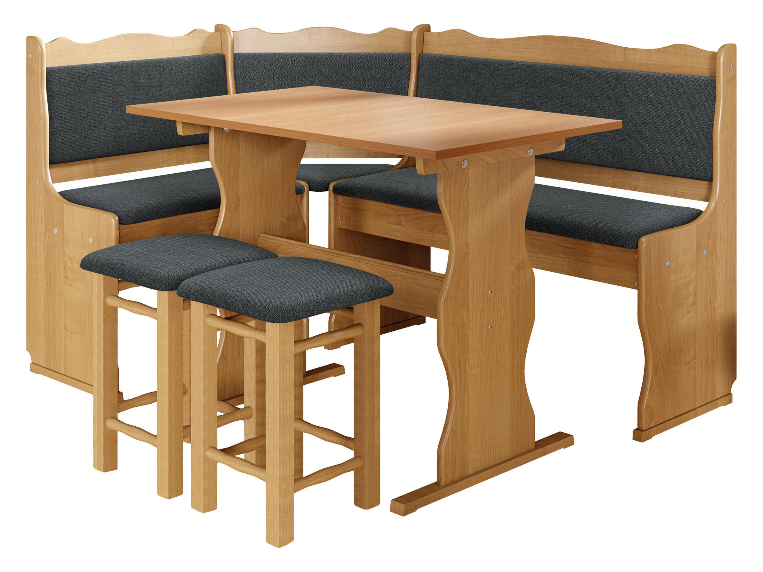 ECKBANKGRUPPE Mini - Dunkelgrau/Erlefarben, Holz (145/87/105cm) - MIRJAN24