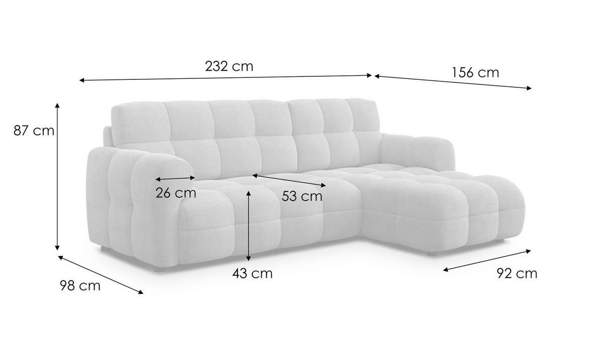 ECKSOFA MELLOW 3-Sitzer, beige - Beige/Schwarz, Holz/Textil (232/156cm) - Wozimo