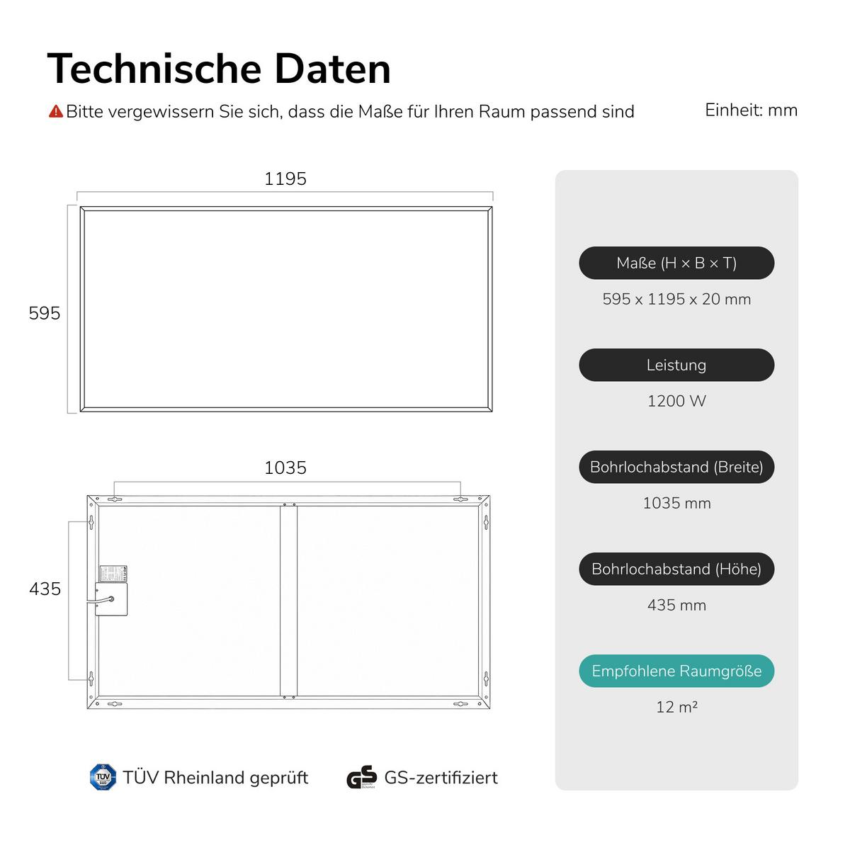 WANDKONVEKTOR Elektrisch mit dekorativem Landschaftsbild, Thermostat und WLAN App Steuerung, 119,5/59,5/2 cm - Weiß, Kunststoff/Metall (119.5/59.5/2cm) - EMKE