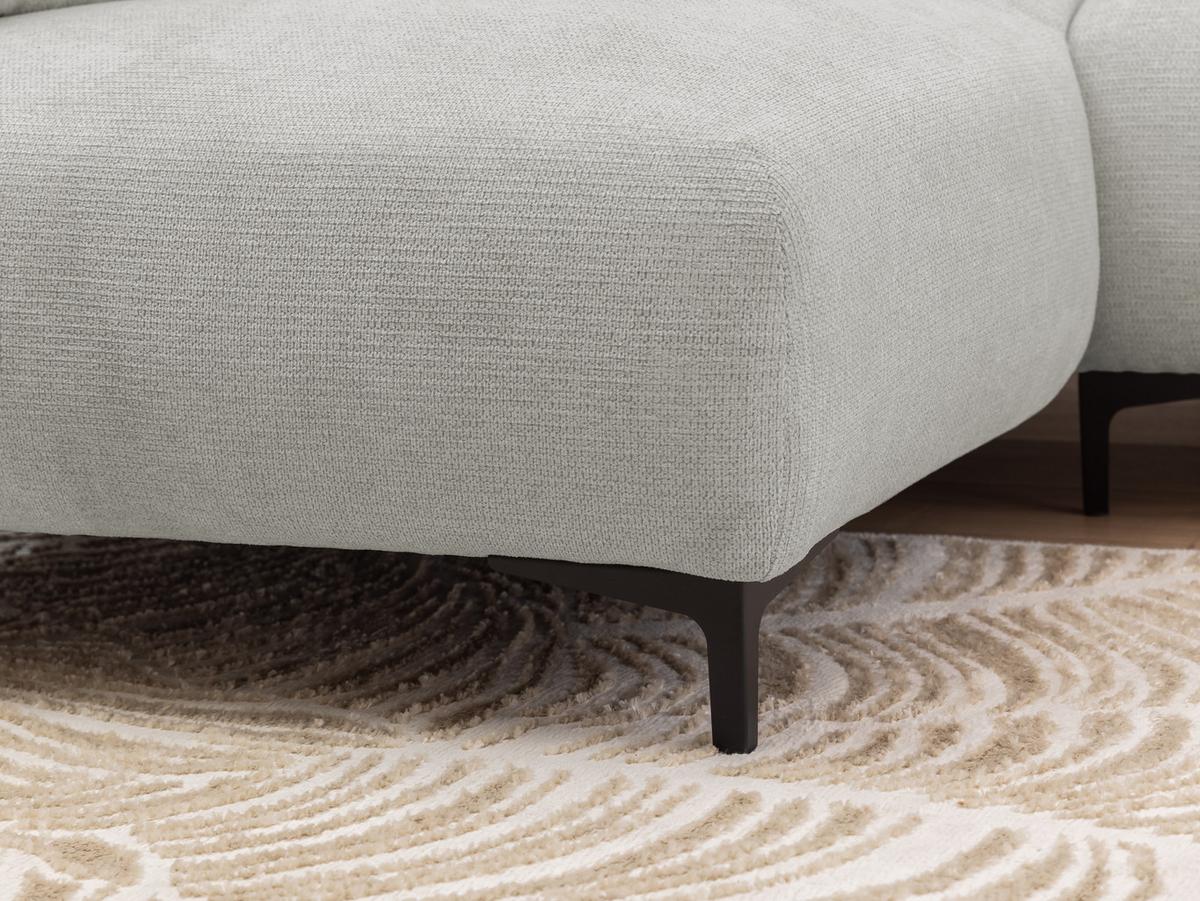 ECKSOFA Cardea in Bubble-Optik aus weichem Hellgrau Strukturstoff mit hohem Sitzkomfort - Ottomane links - Hellgrau/Schwarz, Holz/Textil (170/230cm) - S-Style Möbel