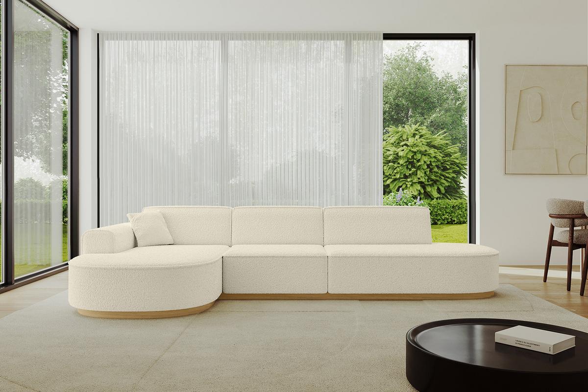 ECKSOFA Ottomane Links MARI-L2-v2 - 328x171x83 cm Beige Bouclé - Beige, Holzwerkstoff/Textil (328/171cm) - ALTDECOR