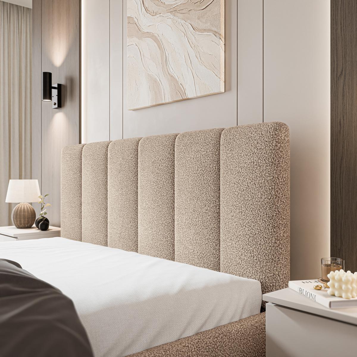 POLSTERBETT NEMIS 120x200 cm mit Bettkästen - Beige - Beige, Holz (120/200cm) - MASSENO