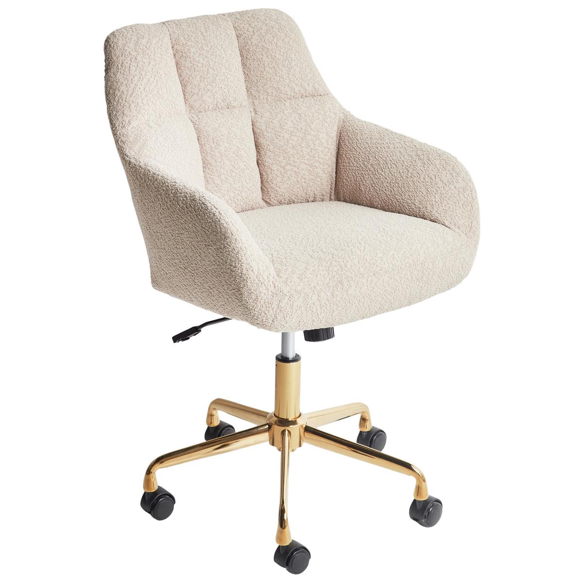 SCHREIBTISCHSTUHL Beige Palmdale - Beige/Goldfarben, Textil (58/87/61cm) - Beliani