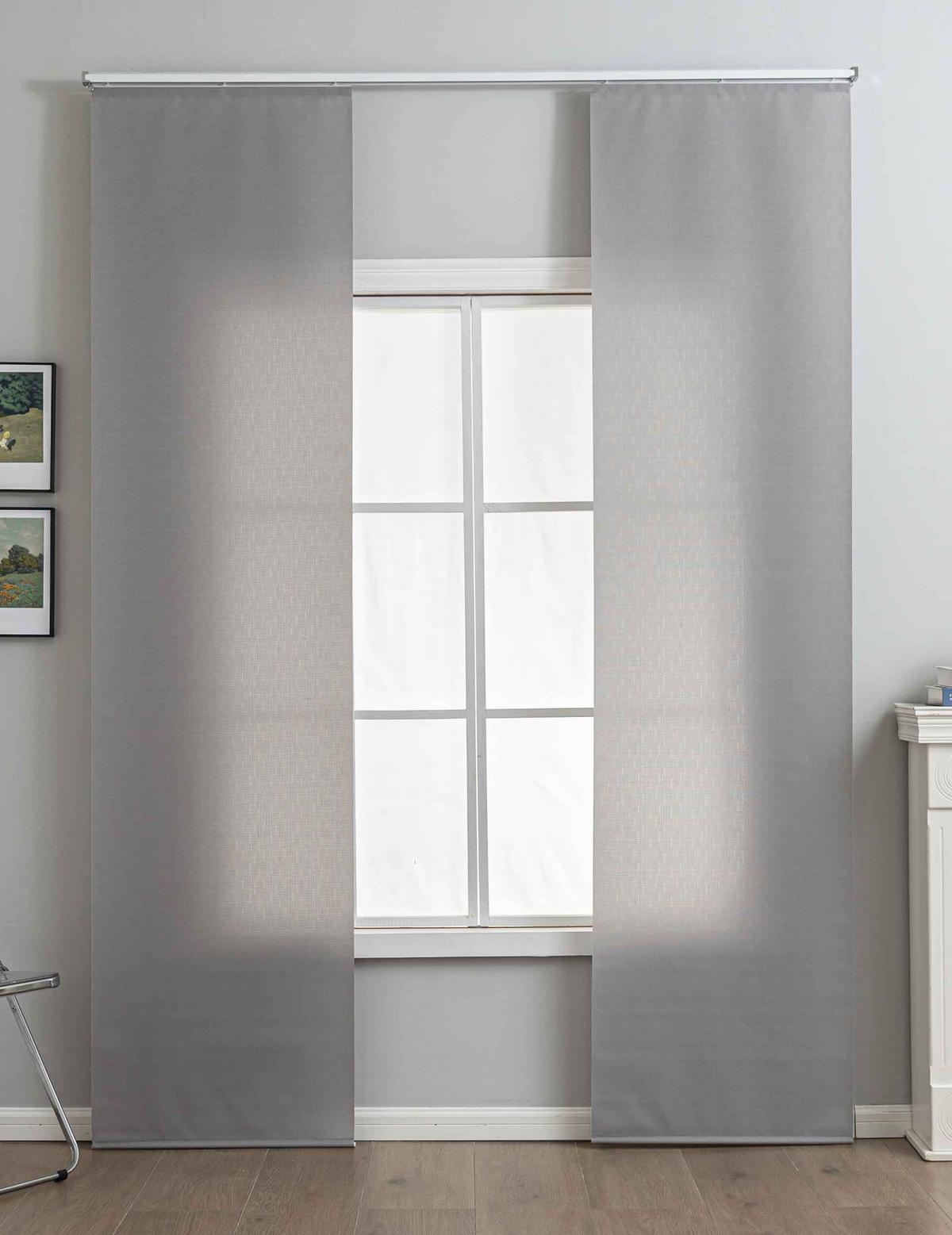 SCHIEBEGARDINE 2ER SET »New Amsterdam« HxB 245x60 cm Grau - Grau, Textil (60/245cm) - Gardinenbox