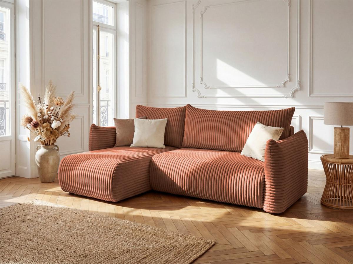 ECKSOFA Mailand Xs Mit Schlaffunktion - Braun, Holzwerkstoff/Textil (154/226cm) - Fun Möbel