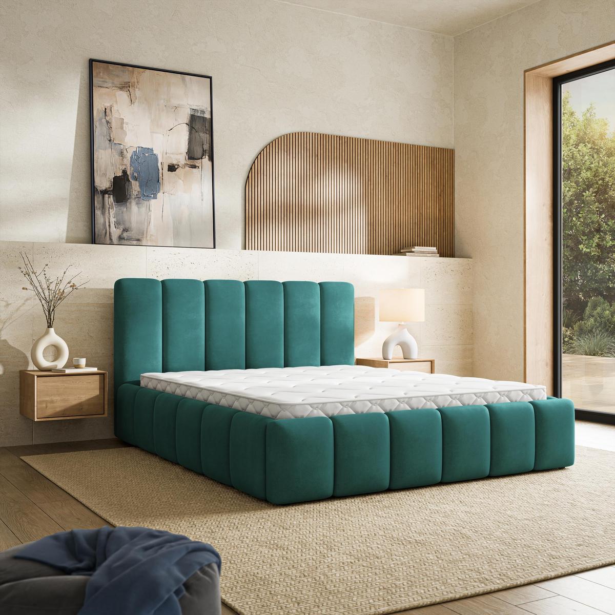 POLSTERBETT RANIS 120x200 cm mit Bettkästen - Blau - Blau, Holz/Textil (120/200cm) - MASSENO