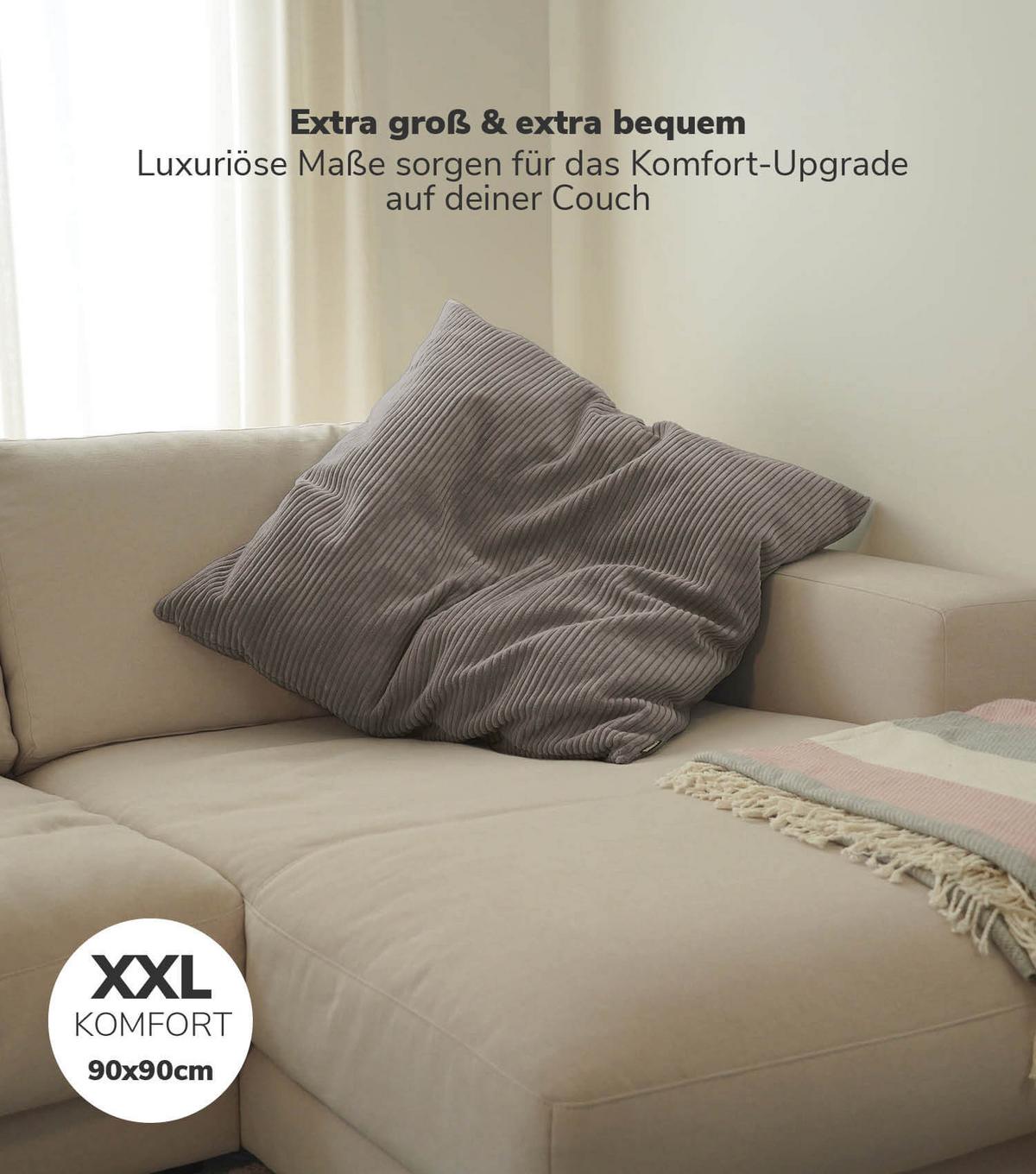 SOFAKISSEN Das Anschmiegsame - Taupe, Textil (90/10cm) - Mokebo