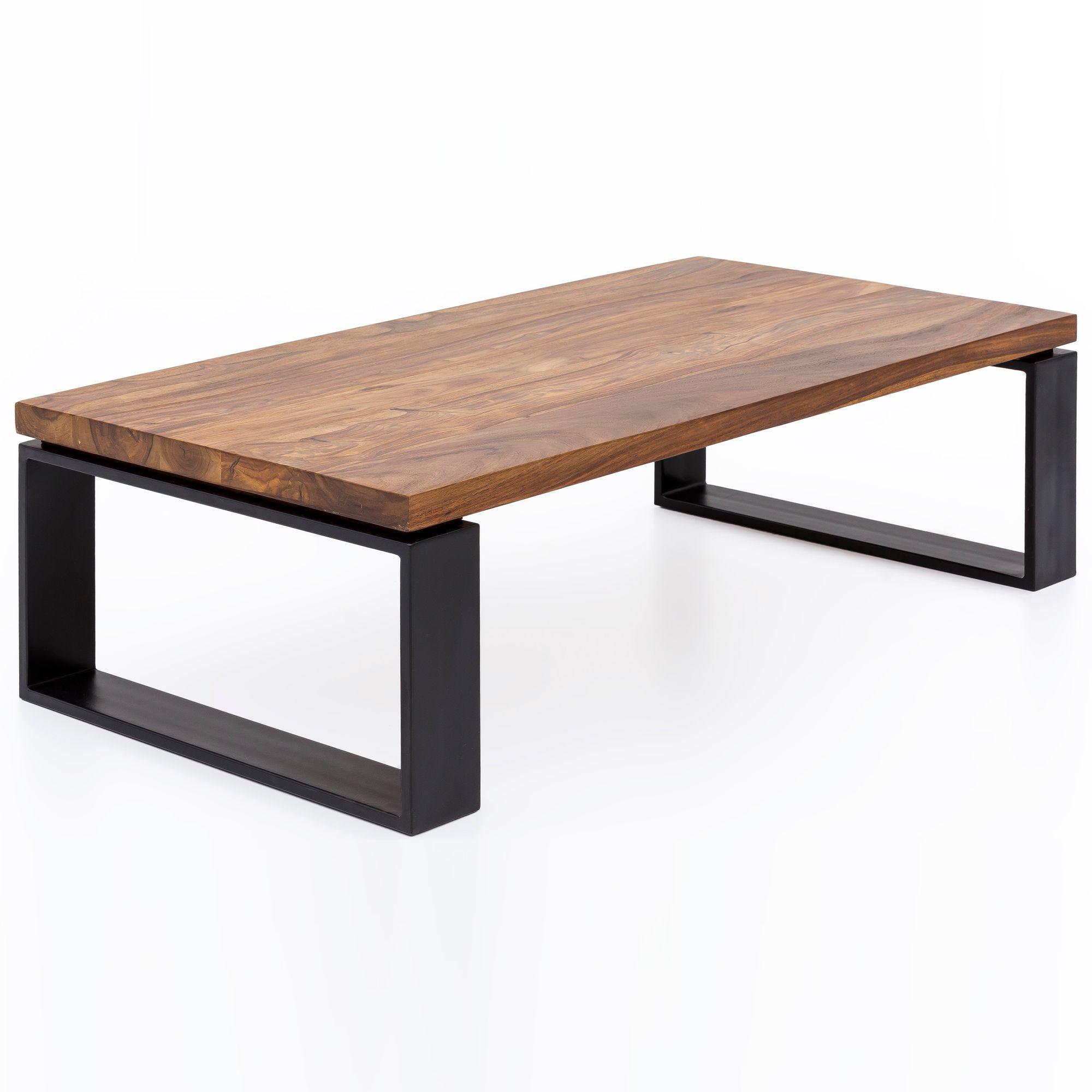 COUCHTISCH Braun, Massivholz und Metallgestell, Modernes Design, 115x35x60 cm, Rechteckig - Schwarz/Braun, Holz/Metall (115/60/35cm) - KADIMA DESIGN