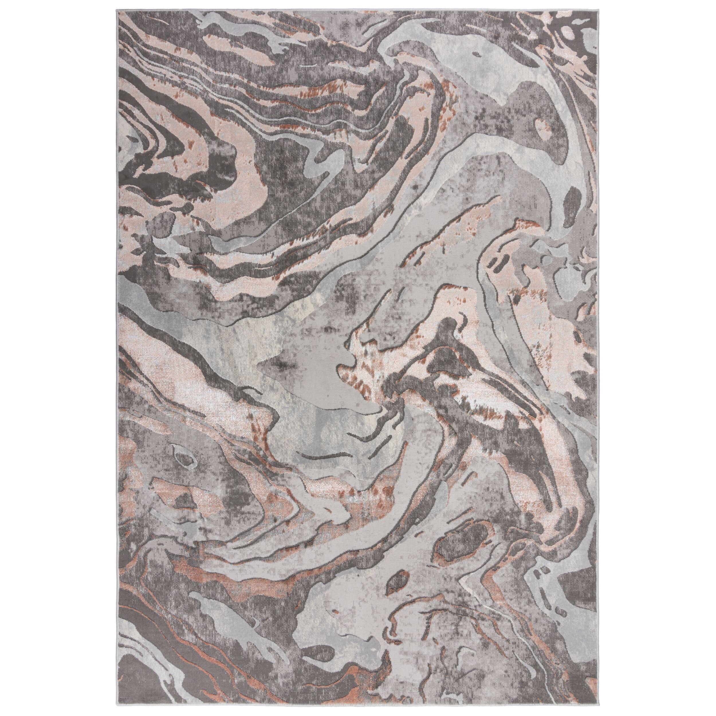 TEPPICH OUSE, abstrakt, Rosa-Grau, 80 x 150 cm - Rosa, Textil (80/150cm) - KADIMA DESIGN