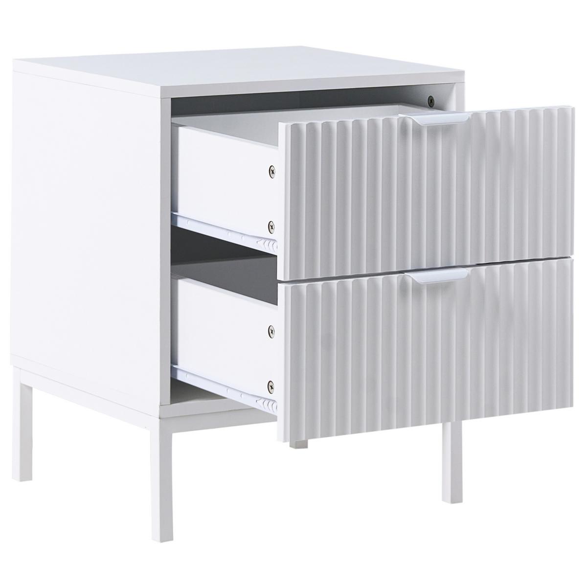 NACHTTISCH mit 2 Schubladen Weiß Adelaide - Weiß, Holzwerkstoff (40/45/55cm) - Beliani