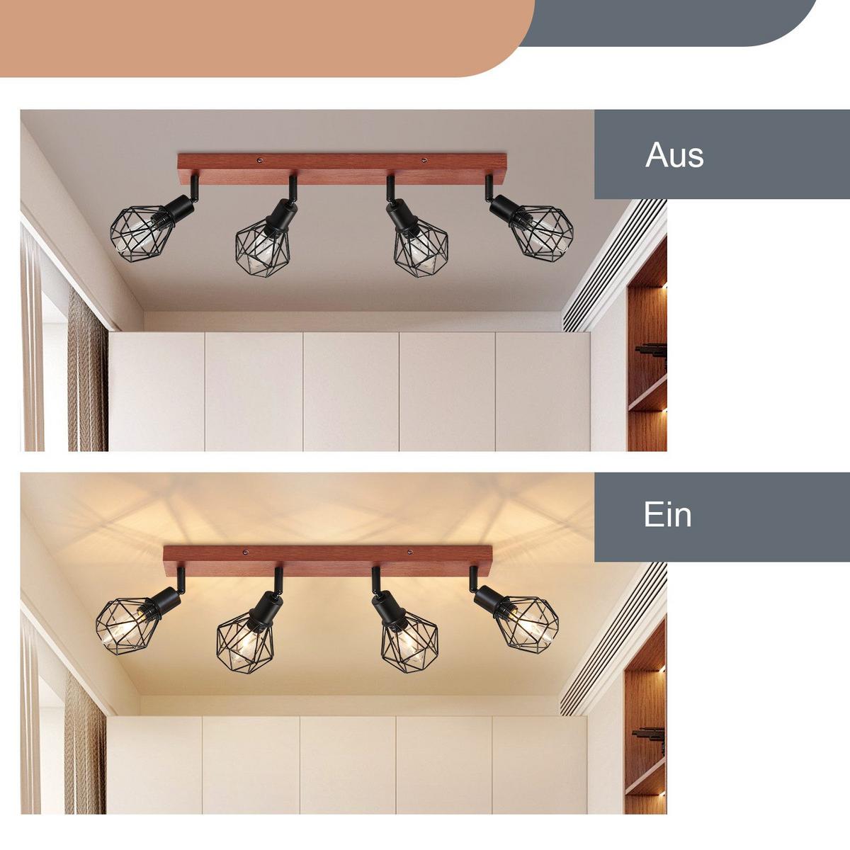 DECKENSTRAHLER Flynt 4-flammig 11/21.5/50 cm - Schwarz, Metall (11/21.5/50cm) - Nettlife
