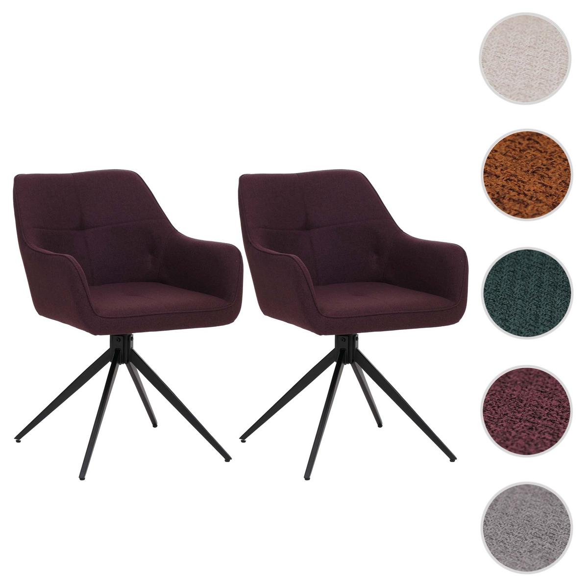 ESSZIMMERSTUHL Schwarz, Bordeaux 2er-Set - Bordeaux/Schwarz, Textil (53/80/59cm) - MCW