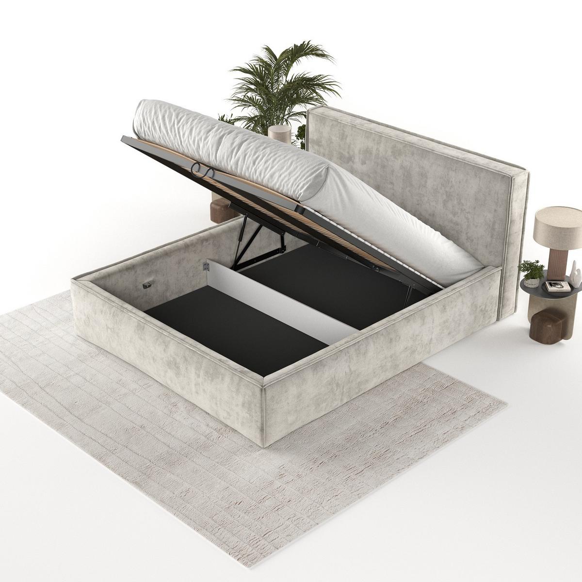 POLSTERBETT Sato mit Stauraum 180/200 cm Beige im Terra NW Stoff - Greige/Schwarz, Holz/Holzwerkstoff (180/200cm) - AltaBeds