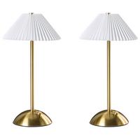 KABELLOSE LED Tischlampe 2er Set mit Dimmer Metall Gold Ruba - Goldfarben/Weiß, Metall (16/16/30cm) - Beliani