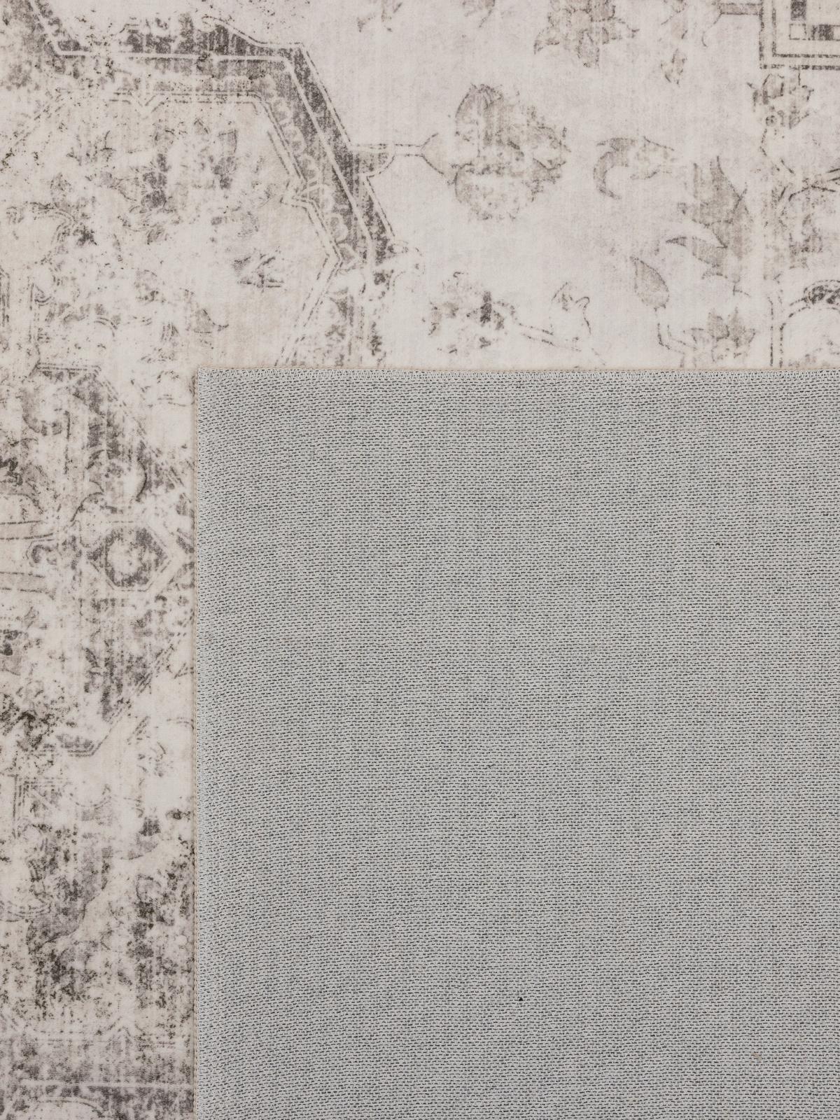 TEPPICH Kurzflor, waschbar, mit floralen Ornamenten, VERNANTE in Beige-Grau, 140 x 200 cm - Beige, Textil (140/200cm) - KADIMA DESIGN