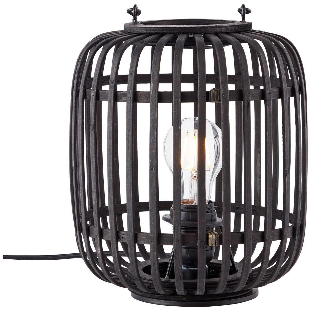 TISCHLEUCHTE Woodrow 93062/76 - Schwarz, Holz (21.5/21.5/43cm) - Brilliant