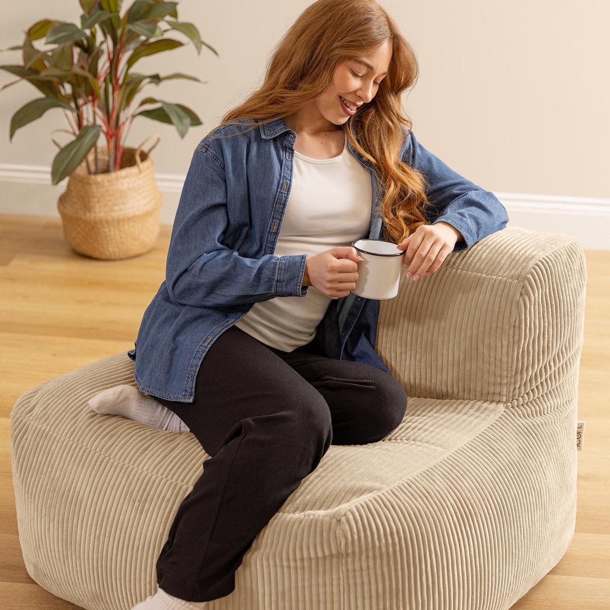 SITZSACK-SESSEL ZEN modular Cord - Beige, Textil (95/68/100cm) - icon