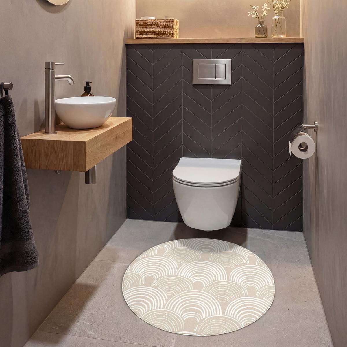 WC-VORLEGER Wellen - Textur - Beige Toilettenteppich 70x70 cm - Kaschmir, Textil (70/1cm) - OnlyWow