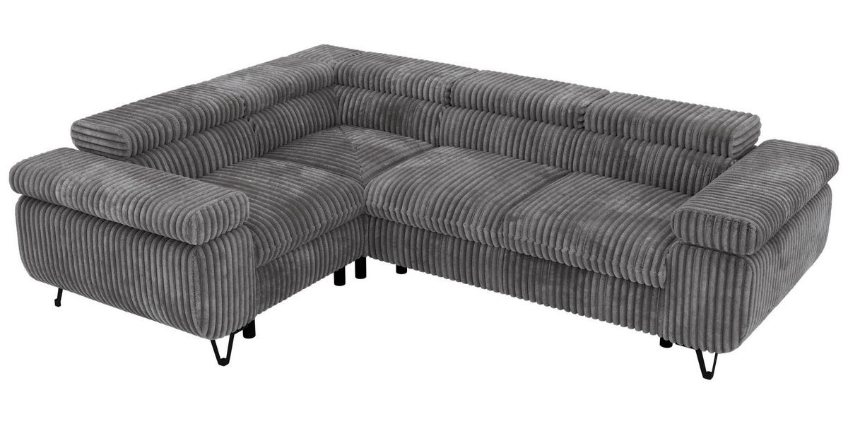 ECKSOFA ORSO L Grau Cord - Links Seite - Schwarz/Grau, Textil/Metall (197/268cm) - MKS