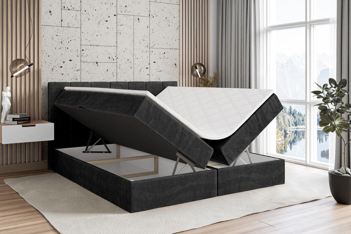 BOXBETT mit Matratze H3 und Lattenrost - MOETI - 140x200 cm Schwarz - Schwarz, Holzwerkstoff (140/200cm) - ALTDECOR