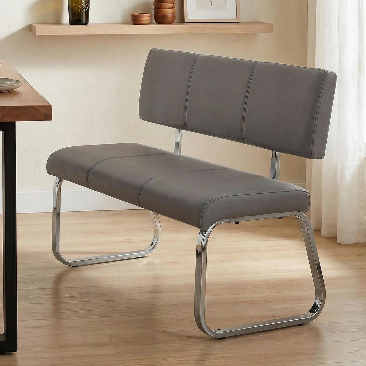ESSZIMMERBANK VILAS grau - Grau, Textil/Metall (135/87/56cm) - IDIMEX