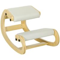 KNIESTUHL Polyester Birkenholz Cremeweiß - Creme, Holz (55/55/85cm) - HOMCOM