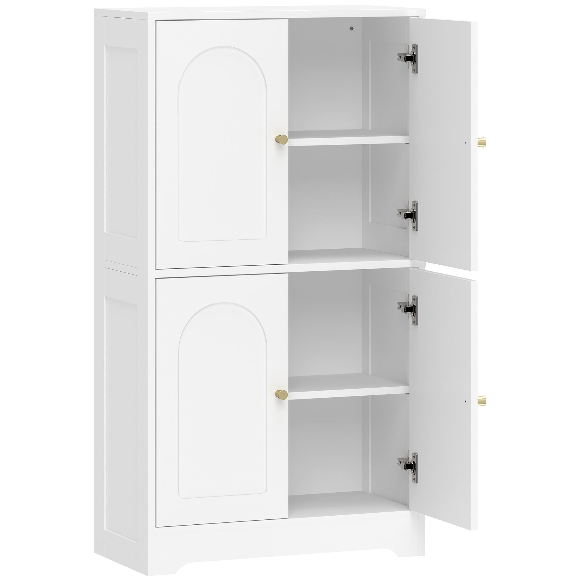 KÜCHENSCHRANK Spanplatte Weiß - Goldfarben/Weiß, Holzwerkstoff/Metall (30/110/60cm) - HOMCOM