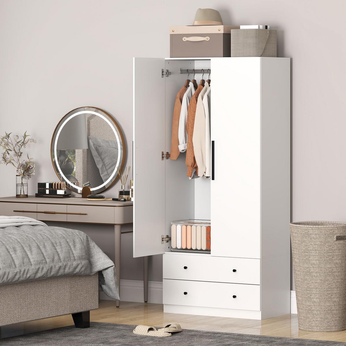 KLEIDERSCHRANK MDF Weiß - Weiß, Holzwerkstoff (43/180/79cm) - HOMCOM