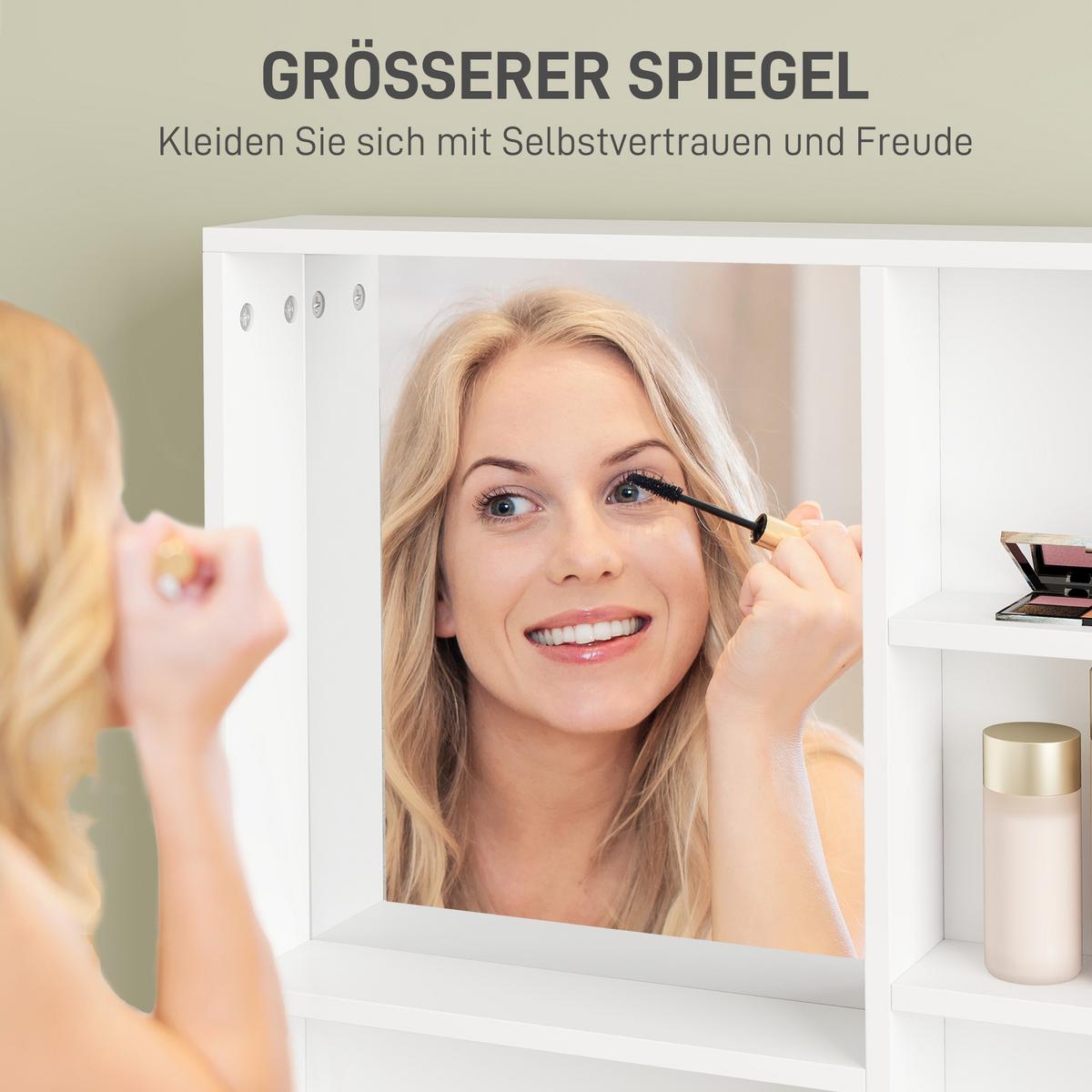 SCHMINKTISCH Kosmetiktisch mit Spiegel, Weiß - Weiß, Holzwerkstoff (40/137/70cm) - HOMCOM