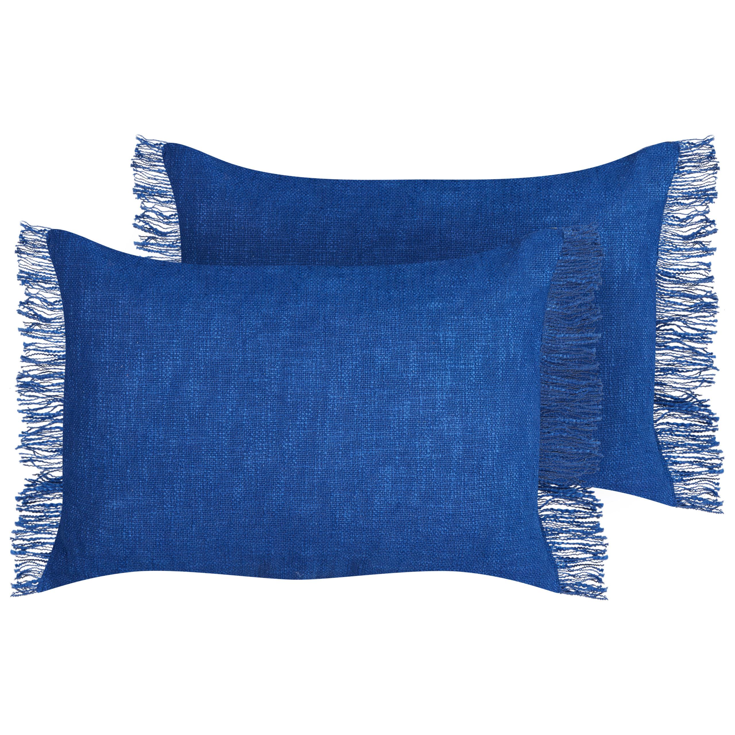 DEKOKISSEN 2er-Set Marineblau 50/35 cm Maba - Hellblau, Textil (35/50cm) - Beliani