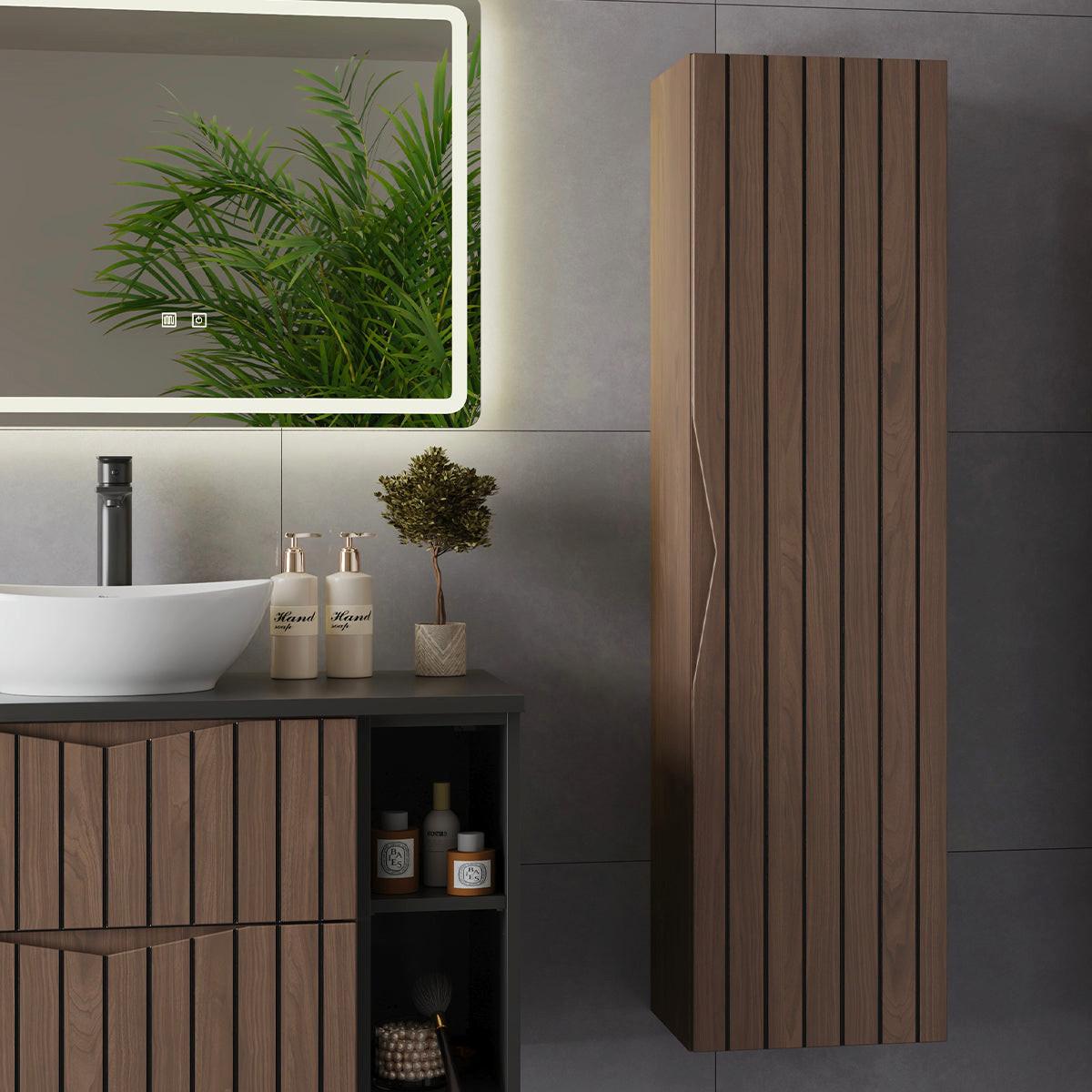 WASCHTISCHUNTERSCHRANK 80.6cm Siena Holz und Schwarz - Braun, Holzwerkstoff (80.6/52.2/46.5cm) - Petits-meubles