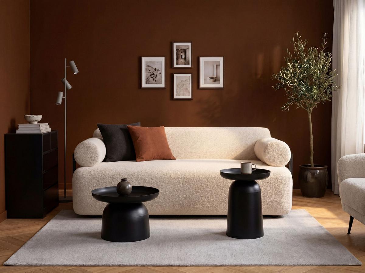 2-SITZER-SOFA Bouclé Cremeweiß Elva - Creme, Textil (170/74/100cm) - Beliani