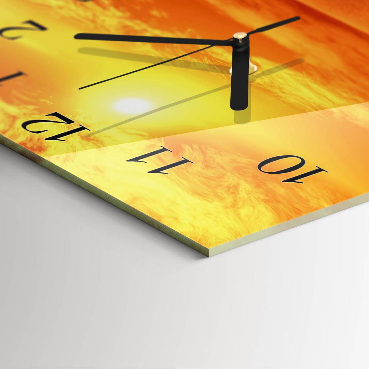 WANDUHR aus Glas 30x30 cm - Sonnig - Orange, Glas (30/30/0.4cm) - TULUP