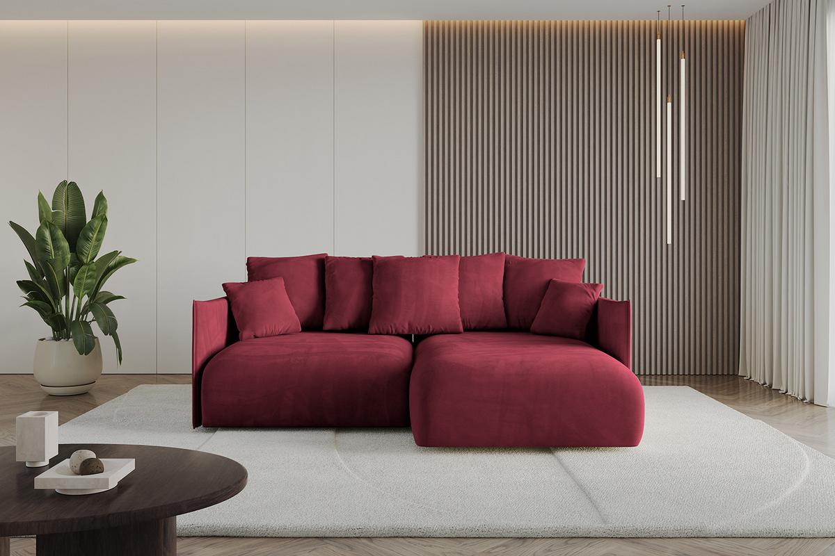 ECKSOFA Ottomane rechts ONESK-L 216x177x72 Bordeauxrot Velours - Bordeaux, Holzwerkstoff/Kunststoff (177/216cm) - ALTDECOR