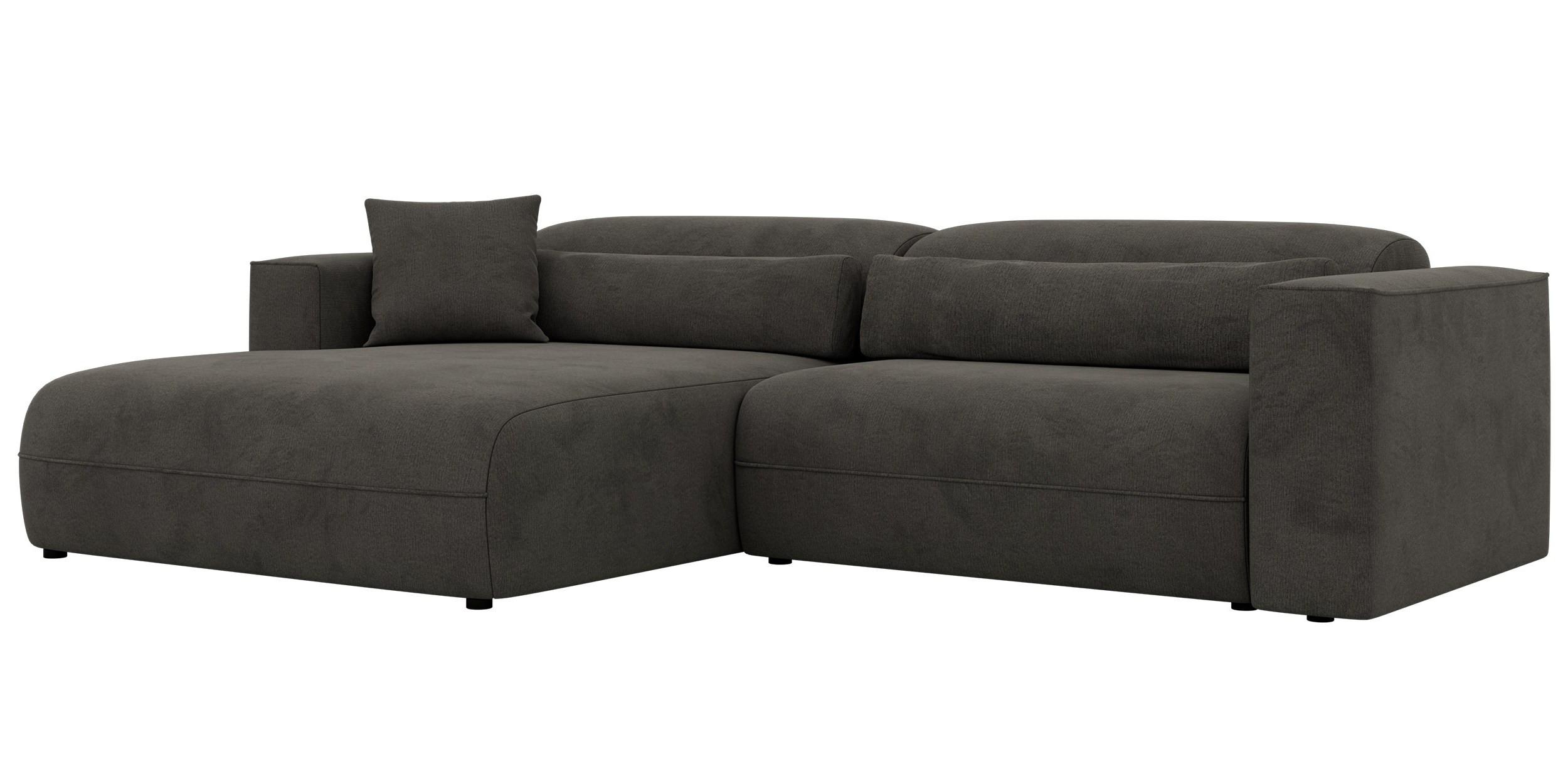 ECKSOFA PAZURRO L - Dunkelgrau Velvet - Links Seite - Dunkelgrau/Schwarz, Kunststoff/Textil (288/180cm) - MKS